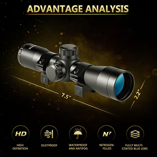 SOROVEE 4x32 Compact Rifle Scope,Airsoft Scope Crosshair Optics,Hunting
