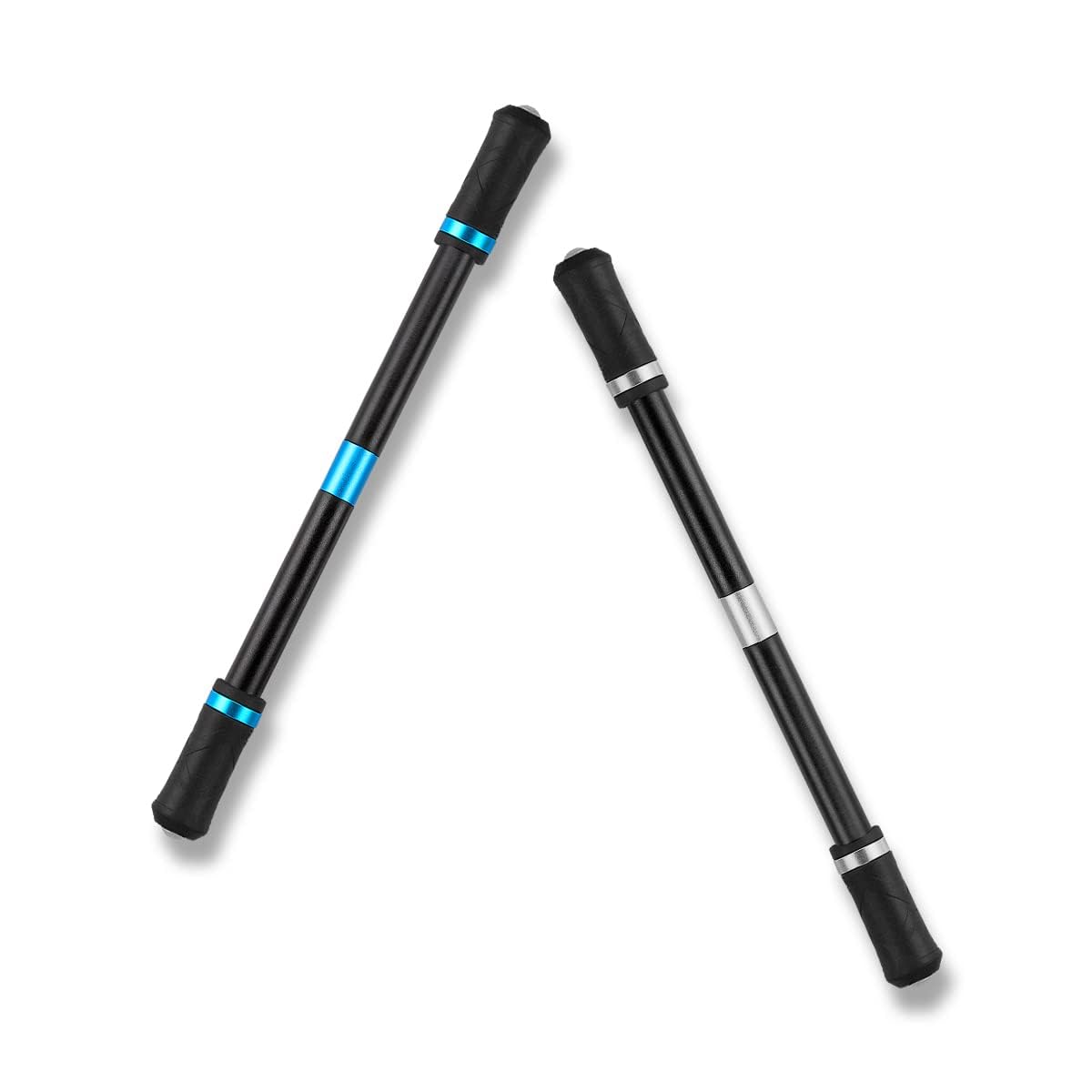 Jagowa 2PCS Rotating Pen,Spinning Ballpoint Pen for Pressure Relief and Gaming - Rolling Finger Rotation - Ideal for Students (Blue/Silver)