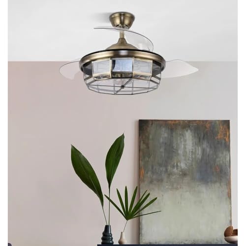 Brightium Ventilador DC 5xe27 107d 3 aspas desplegables, 6 velocidades, control remoto y temporizador, ideal para climatización y confort en el hogar.