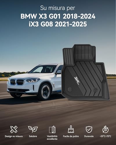3W BMW X3 G01 2018-2024 / iX3 G08 2021-2025 Thorex™ Car Mats Set of 4 and Tailored Boot Mat Easy Clean Heavy Duty Car Mats and Non-Slip Boot Mat