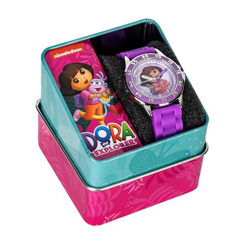 Accutime Dora the Explorer by Nickelodeon Analog Quartz Watch for Kids – Purple Time-Teaching Watch with Easy-Read Dial