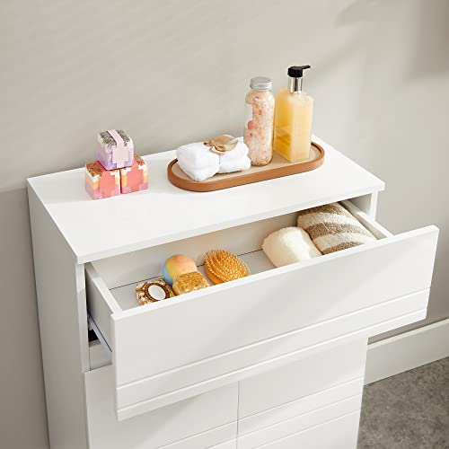 Vasagle BBK140W01 Bathroom Cabinet, cupboard with drawer, bathroom cabinet with double door, adjustable shelves, with feet for bathroom, hallway, entrance area, 60 x 30 x 80 cm, white