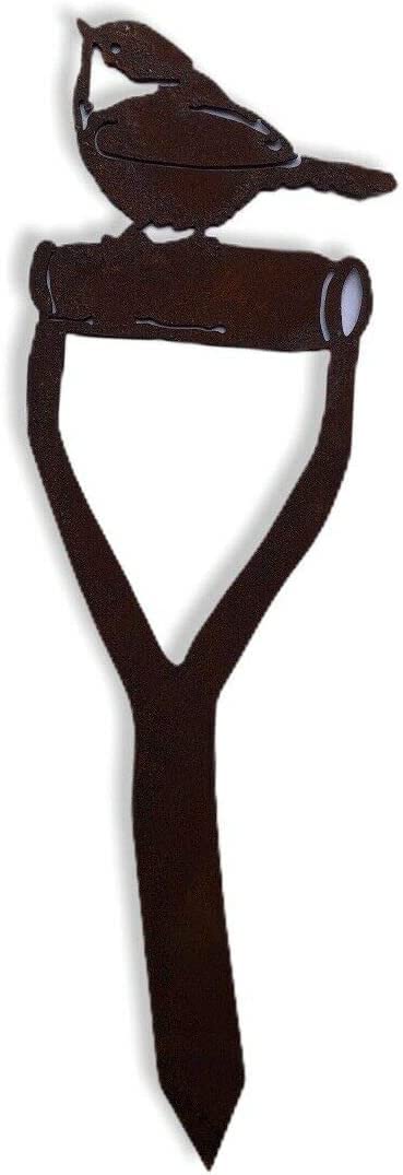 Rustic Warehouse Norfolk Limited Robin On A Spade Handle Garden Decoration, Garden Ornament Feature Sign, Gardening Gift Present