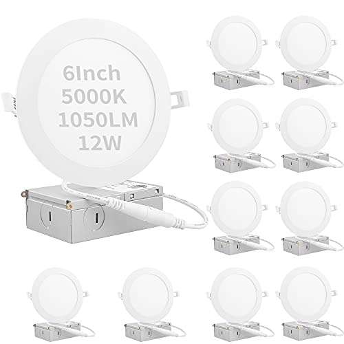 KSIPZE 10 Pack 6 Inch UltraThin LED Recessed Lighting Ceiling Lights