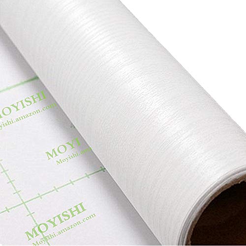 Moyishi Self Adhesive White Wood Grain Furniture Stickers PVC Wallpaper cabinets Gloss Film Vinyl Counter Top Decal 24'x79'