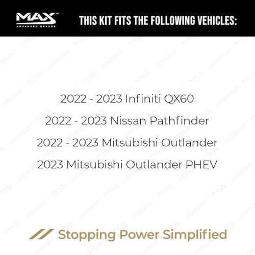 Max Advanced Brakes Front & Rear Brake Kit Compatible With 2022 2023 Nissan Pathfinder Compatible With Infiniti QX60 Replacement Premium OE Disc Brake Rotors and Ceramic Brake Pads