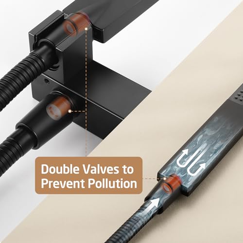 KES X6230-BK 3 Way Shower Set Square Shower Head 25 cm with Raw Valve and Finishes Shower Kit Rain Bathroom Matt Black