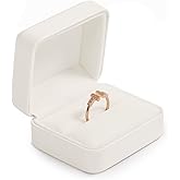 Woodten White Round Corner Ring Box PU Leather Engagement Proposal Ring Box Jewelry Ring Gift Box