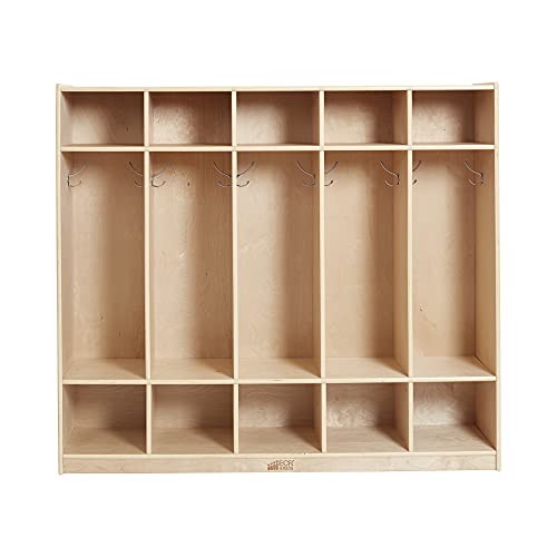 ECR4Kids Birch 5Section School Coat Locker for Toddlers and Kids