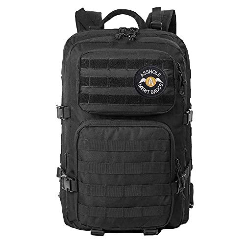 2 Pieces 3in / 7.6cm Asshole Merit Badge Morale Patch, Funny Tactical Military Morale Patch Hook & Loop, Black