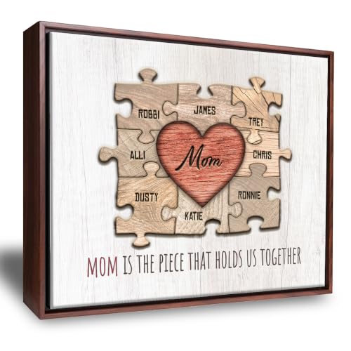 MOM & Children Heart Puzzle Art | Premium Poster or Framed Canvas | 20”x30” at Amazon
