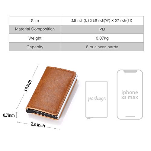 Wallet Slim Wallet Credit Card Holder for Men RFID Fiber Money Clip Wallet Metal Leather Material with Money Pocket (Brown Leather)