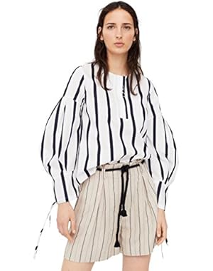 Women's Striped Linen Shorts