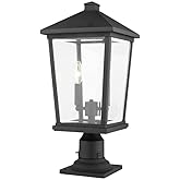 Z-Lite 568PHBR-533PM-BK 2 Light Outdoor Pier Mounted Fixture, Black
