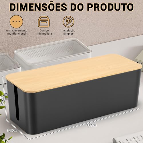 Tomadcaixa de Esconder Fios e Cabos, Caixa Organizadora de Fios e Cabos, Caixa Organizadora de Fio, Esconder Fio, para Mesa Escritório Casa