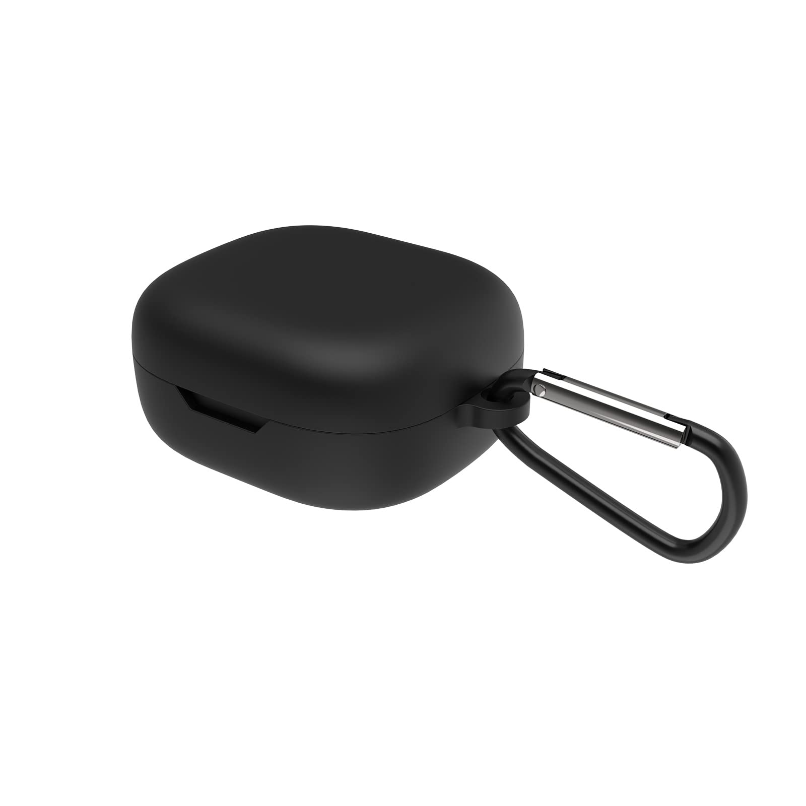 Geekria Silicone Case Cover Compatible with JBL Wave 300TWS True Wireless Earbuds, Protective Earphones Skin Cover with Keychain Hook, Charging Port Accessible (Black)