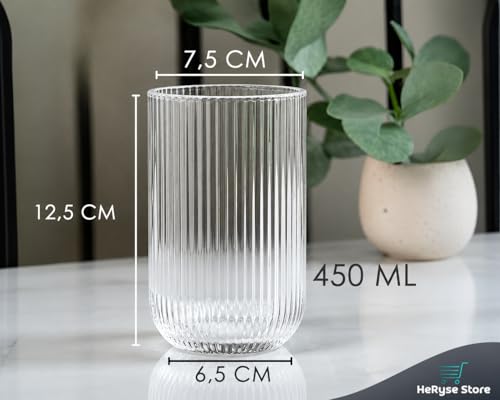 Jogo com 6 Copos Conjunto de Peças de Vidro Transparente, Linha 450ml para Suco e Água
