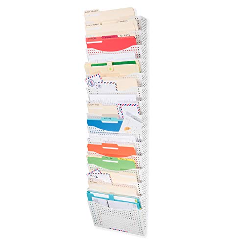 Wallniture Dots Lisbon 15Tier White Wall File Holder for Organization
