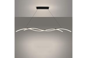 Modern Led Linear Pendant Light,Wave Design Adjustable Hanging Chandelier Fixture,Integrated Led for Dining Table,Kitchen Isl