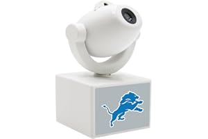 Sporticulture NFL American Football Detroit Lions - Adjustable Led Mini Spotlight Projector with 6 Team Logo Designs - Portable & Rechargeable Spotlight - Battery-Operated - 4.375” x 3.125”