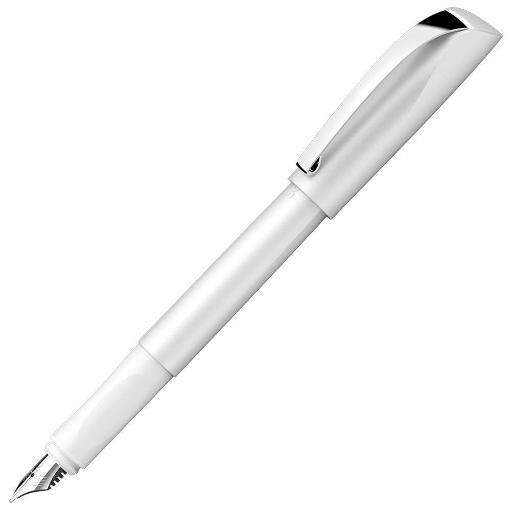Schneider Ceod Shiny Fountain Pen (Right and Left-Handed Hands, M Nib, incl. Ink cartridge royal blue) pearl white — image 1