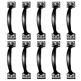 DOITOOL 10PCS Barn Door Handles Black Gate Handles