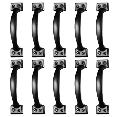 DOITOOL 10PCS Barn Door Handles Black Gate Handles