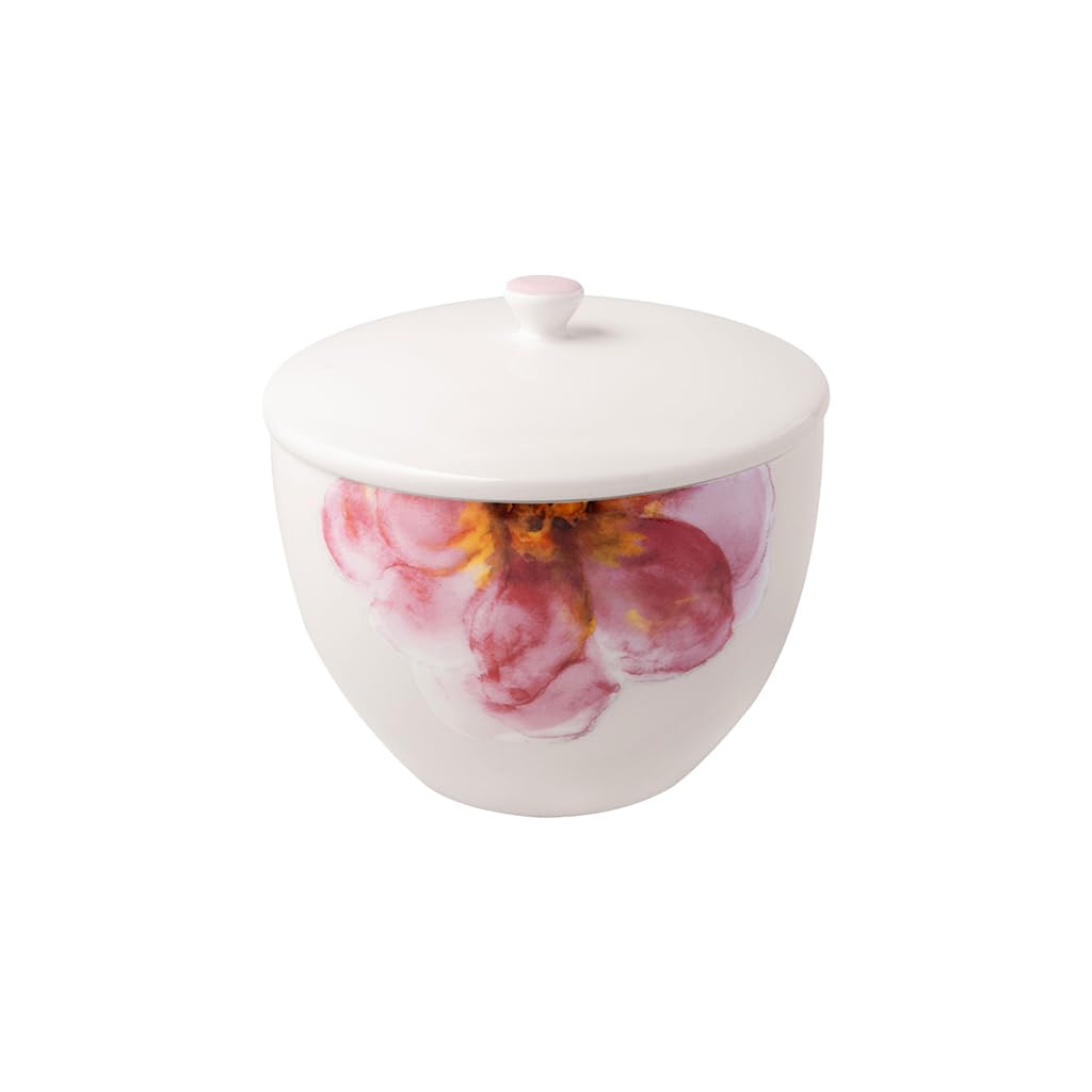 Villeroy & Boch - Rose Garden tea caddy with lid, white porcelain caddy, capacity 700 ml