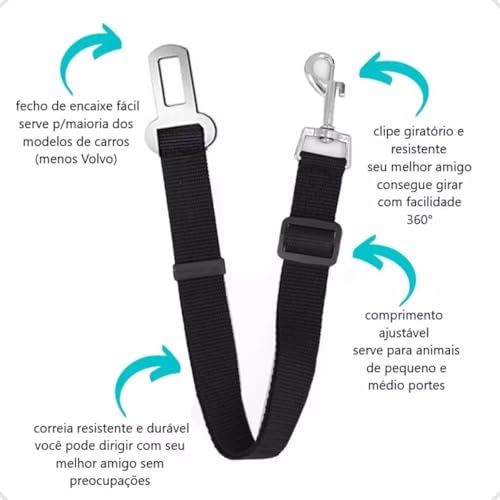 Cinto de Segurança para Animais de Estimação, Coleira e Colete com Fivela Ajustável, Resistente para Cães e Gatos