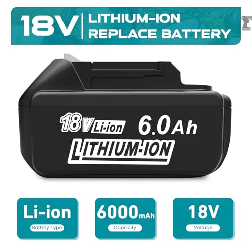 Leyootoolelec Battery 6Ah Replacement for Makita 18v: 2Packs Lithium-ion Batteries Compatible with 18 Volt BL1860B BL1850B BL1840B BL1830B BL1815B BL1860 BL1850 LXT