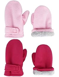 Baby Toddler Winter Mittens For Boy Girl Kids Warm Gloves Easy-On Sherpa Fleece Lined Snow Gloves 2 Pairs