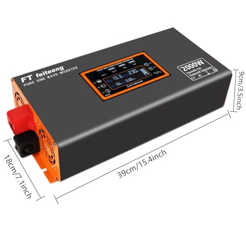 2000W/4000W inverter 12v 220v onda pura , pure sine wave inverter con 3 porte USB e 2 presa standard europea, adatto per attività all'aperto, viaggi, alimentazione di emergenza