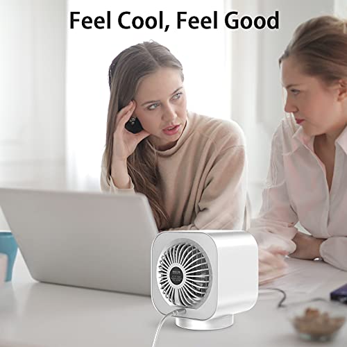 Portable Air Conditioner, Mini AC Unit Personal Cooling Fan Small Evaporative Blast Cooler, Battery Operated Humidifier Misting Fan, 3 Speeds Desk Air Conditioning Fan for Home Office Outdoor Kitchen (White)