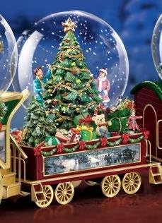 Snow Globes - The Bradford Exchange Thomas Kinkade Wonderland Express Mini Snowglobe Train Deck the Halls