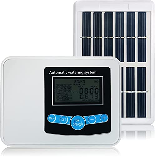 Automatic Drip Irrigation Kit, Solar Garden Automatic Watering Device Smart Water Pump, Outdoor Plants Self Drip Irrigation Solar Energy Charging Timer System for Potted Plants Vacation Plant Watering