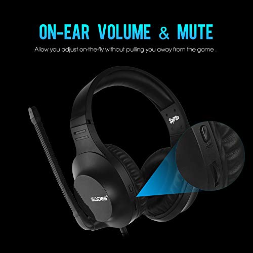 SADES Stereo Gaming Headset -Spirits- Headphones with Noise-Reduction Microphone & Control-Remote for PC Computers Laptop PS4 New Xbox One Cellphones Tablets - Black