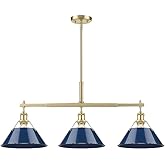 Orwell 3-Light Linear Pendant in Brushed Champagne Bronze with Matte Navy