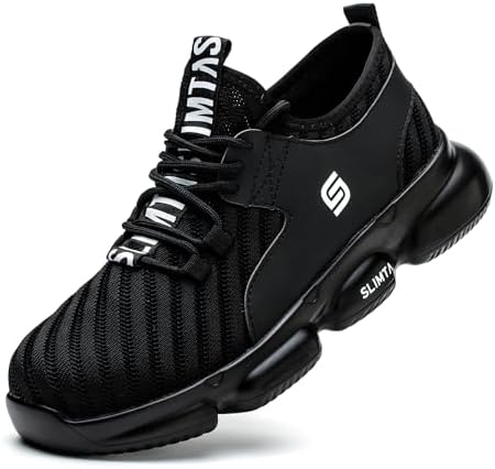 Sneakers Ladies Black Steel Toe Cap Trainers Safety Air Trainer