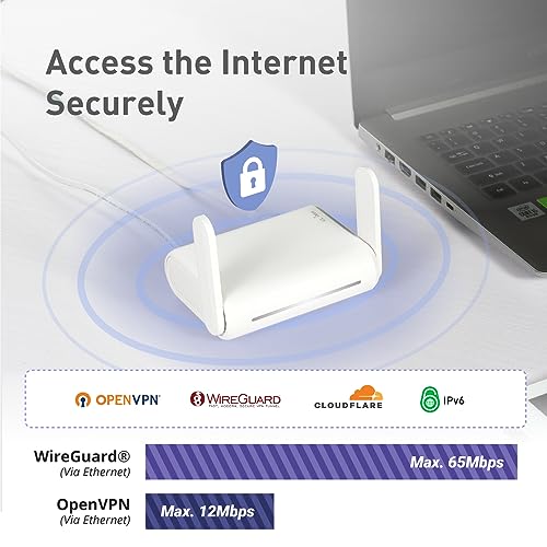 GL.iNet GL-SFT1200 (Opal) Portable WiFi Travel Router, Mini VPN Wireless Router for Fiber Optic Modem, Mobile Internet WiFi Repeater, Dual Band Openwrt Computer Routers, Home/Business/RV/Cruise