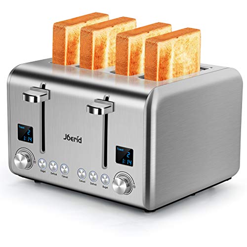 Joerid 4 Slice Toaster,9 Bread Shade Setting,Safe Stainless Steel