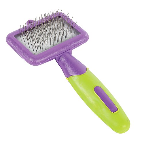 Happy Pet Groom Small Animal Slicker Brush Comfortable Grip No Tangle Soft Bristles Long Short Hair Gentle Detangler Deshedding Comb for All Coat Types