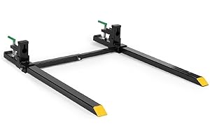 Titan Attachments Light-Duty 60" Clamp-on Pallet Forks with Adjustable Stabilizer Bar, 46" x 3" Fork Length, Rated 1,500 LB, Easy to Install on Loader or Skid Steer Bucket