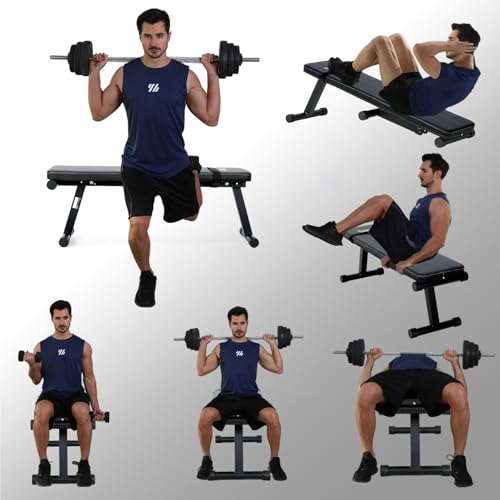 Novonova Flat Bench, Folding Weight Bench, Folding Training Bench, Multifunctional Adjustable Weight Bench Reclining Weight Bench, Abdominal / Back / Lumbar Bench Max Load 150kg
