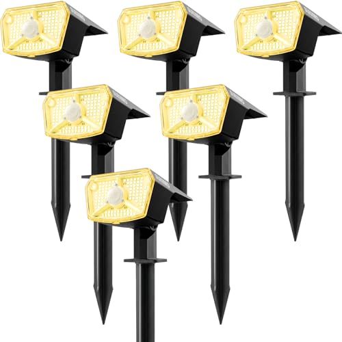 SUNNMO Solar Lights for Outdoor Use with Motion Sensor, Solar Lights Garden 104 LED 3 Modes Weatherproof IP65 Waterproof Solar Garden Lights Solar Spotlight for Outdoor Garden Very Bright Warm White