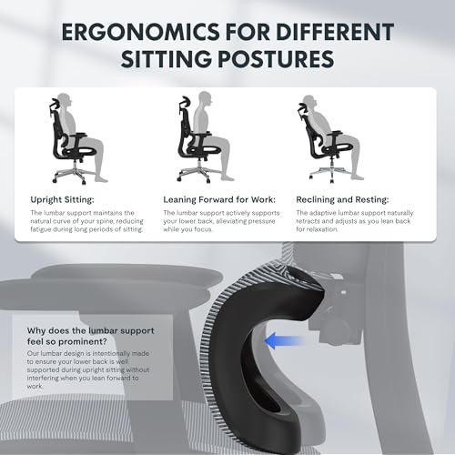 FLEXISPOT ErgoX Ergonomic Office Chair with Footrest for Home Office, Desk Chair with 3D Armrests, 3D Headrest, 5D Adjustable Backrest, Breathable Seat, Maximum Load 136 kg,Mesh Office Chair,Black