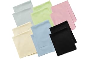OHOO 12 Pack Microfiber Cleaning Cloths Color Glasses Cloth Lens Wipes Cloth for Lenses, Screens, Cameras, Eyeglasses 6"x7"