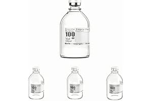 Biocomma 4pcs 100ml Sterile Empty Vial with Plastic Aluminum Flip Off Caps，Penicillin Bottle 20mm Crimp Top Sterile Transparent Borosilicate Lab Sample Vial (Transparent)