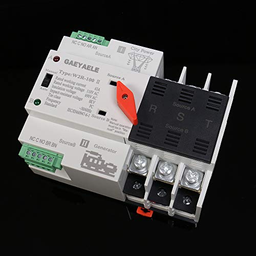 GAEYAELE W2R3P 110V Din Rail Mounted Automatic Transfer Switch Three