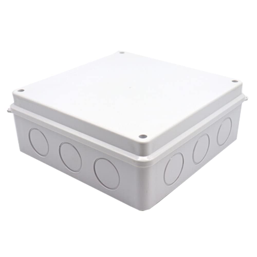 Electrical Junction Box, IP55 Weatherproof Electrical Enclosure Project Instrument Case, Reserved Hole Project Box (1Pcs - 255 x 200 x 80mm)