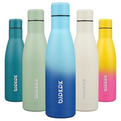 BJPKPK Garrafas de água isoladas de 500 ml. Garrafas de água esportivas de aço inoxidável mantêm frio e quente para viagens seguras para lava-louças, Sky